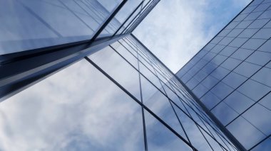 Ofis cam binasının 3D görüntüsü, modern mimari..