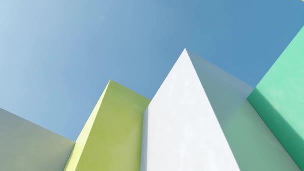 Arquitetura Mínima Abstrata Sobre Fundo Céu Azul — Vídeo de Stock