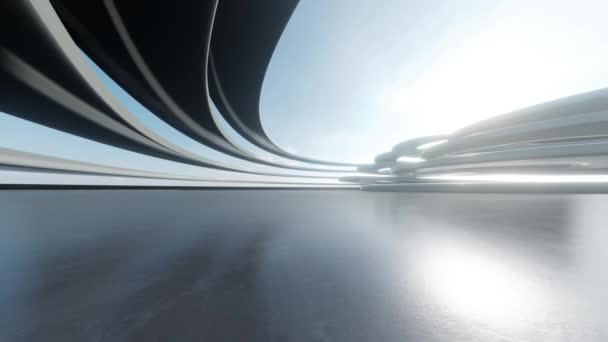 Redare Arhitecturii Futuriste Abstracte Podea Goală Din Beton Scenă Pentru — Videoclip de stoc