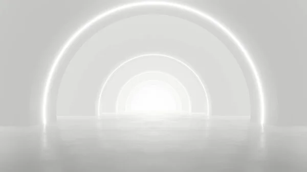 Rendering White Abstract Sci Tunnel Futuristic Spaceship Corridor — Stock Photo, Image