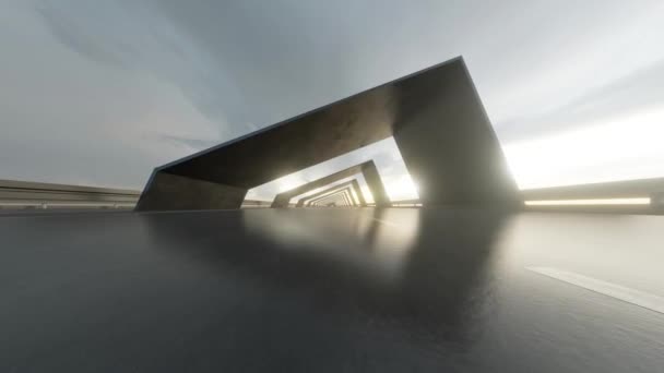 Widok Tunelu Architektonicznego Autostradzie Pustą Drogą Asfaltową Renderowanie Animacja Pętli — Wideo stockowe