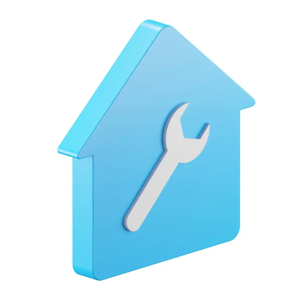 Icon Rendering House Wrench Isolated Background — Stock Photo, Image