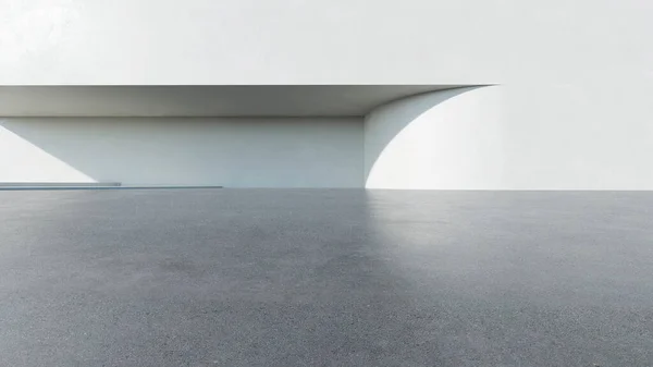 空のコンクリート床 車のプレゼンテーションの背景を持つ抽象的な現代建築の3Dレンダリング — ストック写真