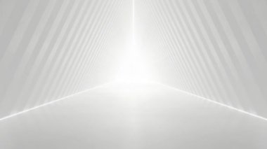 Soyut beyaz fütürist geometrik tünel mimarisi, döngü animasyonu.