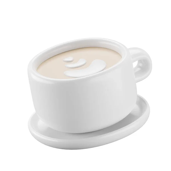 一杯卡布奇诺咖啡3D图标 — 图库照片