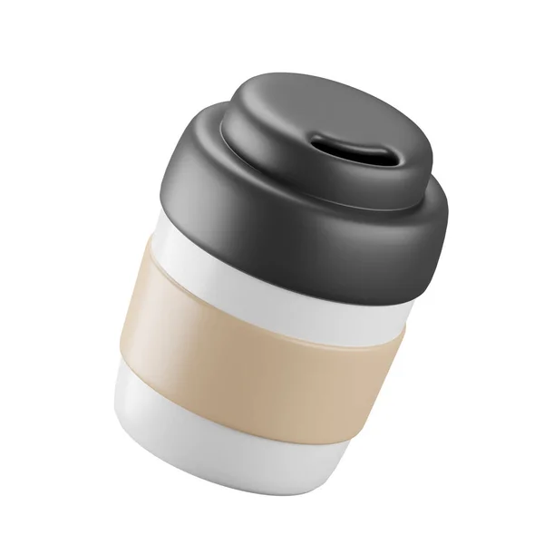 3D热咖啡纸杯图标 — 图库照片