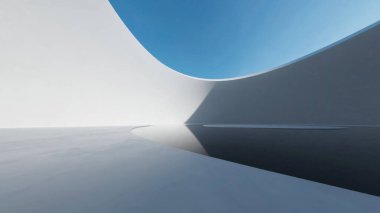 3d render of abstract futuristic architecture with concrete floor.