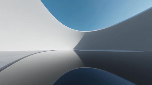 Weergave Van Abstracte Golvende Futuristische Architectuur Met Betonnen Vloer — Stockvideo