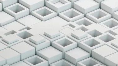 Beyaz blok geometrik arkaplan, hareket tasarımı 3d canlandırma canlandırması