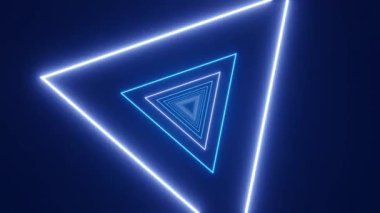 Karanlık bilim kurgu tüneli soyut, geometrik formdaki fütürist neon ışığı. Döngü canlandırması.
