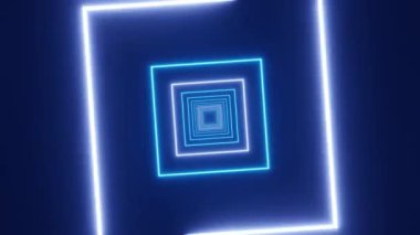 Karanlık bilim kurgu tüneli soyut, geometrik formdaki fütürist neon ışığı. Döngü canlandırması.