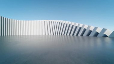 Boş beton zeminli 3D soyut yapı fütüristik mimarisi