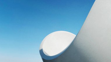 Boş beton zeminli 3d soyut eğri yapısı fütüristik mimarisi