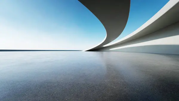 stock image 3d render of abstract curve structure futuristic architecture with empty concrete floor