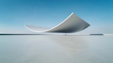 Boş beton zeminli 3d soyut eğri yapısı fütüristik mimarisi