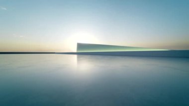 Boş beton zeminli soyut mimari, araba sunumu sahnesi, 3D görüntüleme