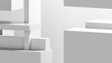 Beyaz arkaplanda 3 boyutlu blok ya da küp geometrik görüntüleme