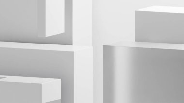 Beyaz arkaplanda 3 boyutlu blok ya da küp geometrik görüntüleme