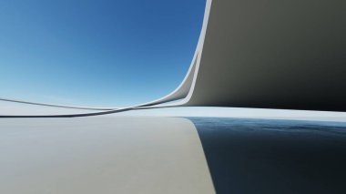 Soyut mimari zemin, dinamik eğri tasarımlı geometrik mimari, araba sunumu