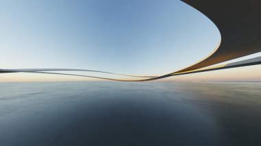 Soyut mimari zemin, dinamik eğri tasarımlı geometrik mimari, araba sunumu