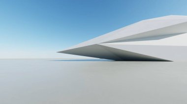 Soyut modern geometri mimarisinin boş beton zemin, minimal dış görünüş, araba sunumu arka planı