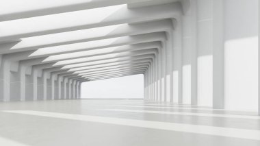 Gelecekteki mimari tünelin soyutlanması, yapı tasarımının ritmi, modern mimari örüntüsü, 3D görüntüleme.