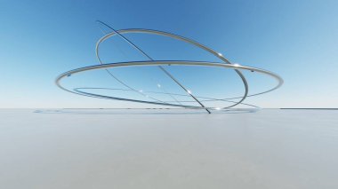 Üç boyutlu soyut dalgalı mimari arka plan, minimum eğimli geometri mimari tasarımı, boş beton zeminli araba sunum arkaplanı, akan geometrik metal bina tasarımı