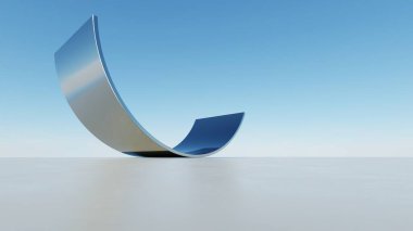 Üç boyutlu soyut dalgalı mimari arka plan, minimum eğimli geometri mimari tasarımı, boş beton zeminli araba sunum arkaplanı, akan geometrik metal bina tasarımı