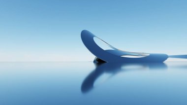 Üç boyutlu soyut dalgalı mimari arka plan, minimum eğimli geometri mimari tasarımı, boş beton zeminli araba sunum arkaplanı, akan geometrik metal bina tasarımı