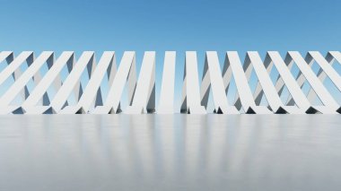 Soyut modern mimari arka plan, minimal geometri mimari tasarımı, boş beton zeminli araba sunumu arkaplanı, Geometrik beyaz bloklar bina tasarımı