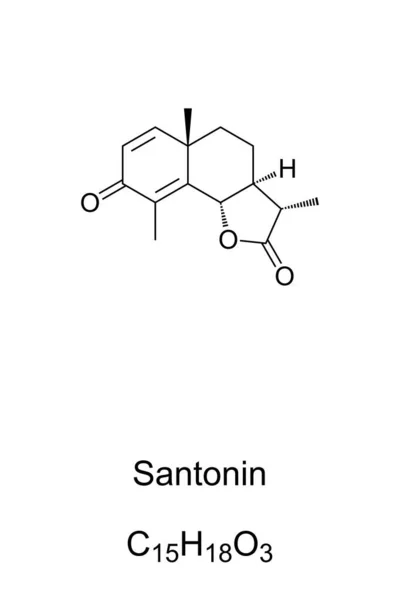 Santonin Chemický Vzorec Extrahovaný Mořského Červa Artemisia Maritima Byla Droga — Stockový vektor