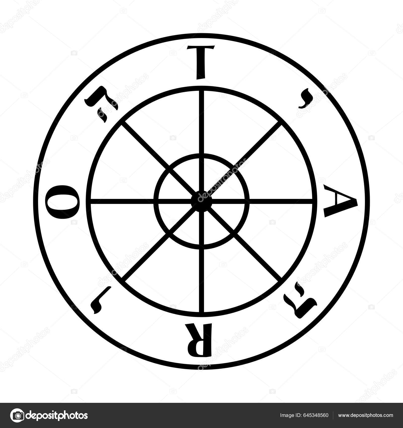 Roda Sorte Símbolo Carta Tarô Número Major Arcanum Roda Vagão Vetor de  ©Furian 645348560, image size:1600x1700