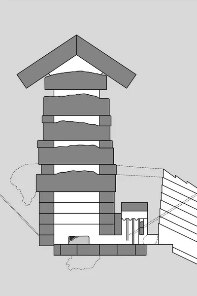 Cámara Reyes Gran Pirámide Giza Sección Vertical Upmost Keops Cámara — Vector de stock