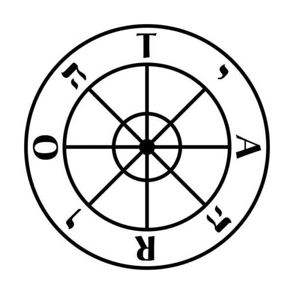 Kolo Štěstí Symbol Tarotové Karty Číslo Major Arcanum Vůz Kolo — Stockový vektor