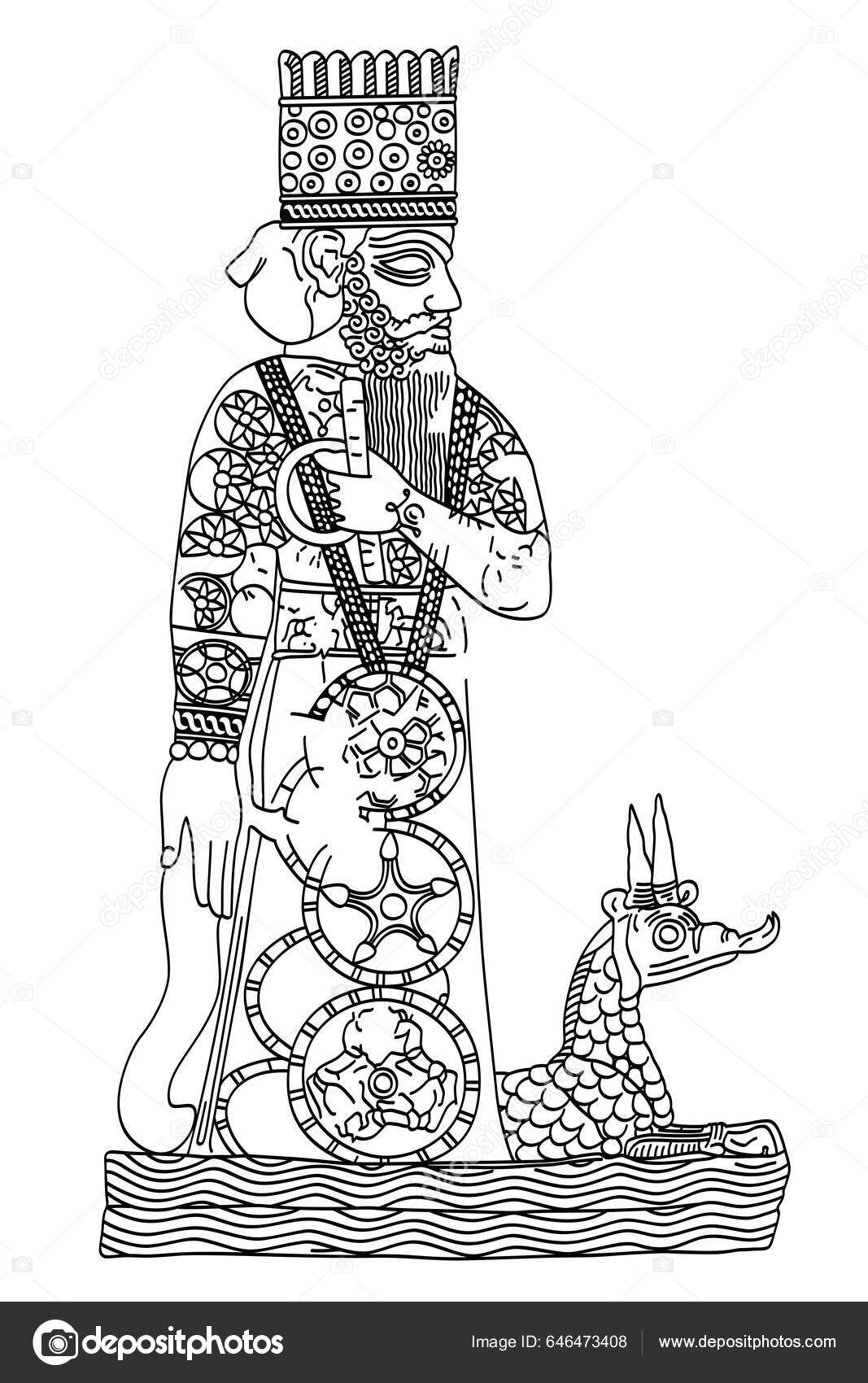메소포타미아의 신마르두크의 하인용 있습니다 이미지와 기원전 세기의 묘사이다 파드론 Patron 스톡 벡터 - ©Furian  646473408