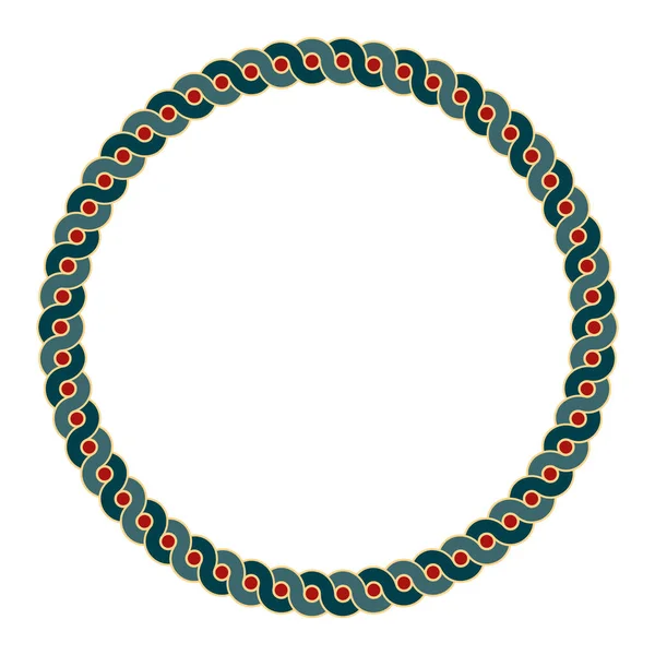 Telaio Cerchio Colorato Con Motivo Onda Intrecciata Due Linee Serpentino — Vettoriale Stock