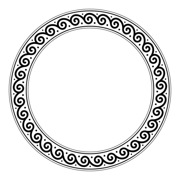 重复螺旋形 圆形框架 装饰圆形边界与螺旋形 以无穷无尽的顺序相互连接 古希腊的主题 孤立的图解 白色背景 — 图库矢量图片