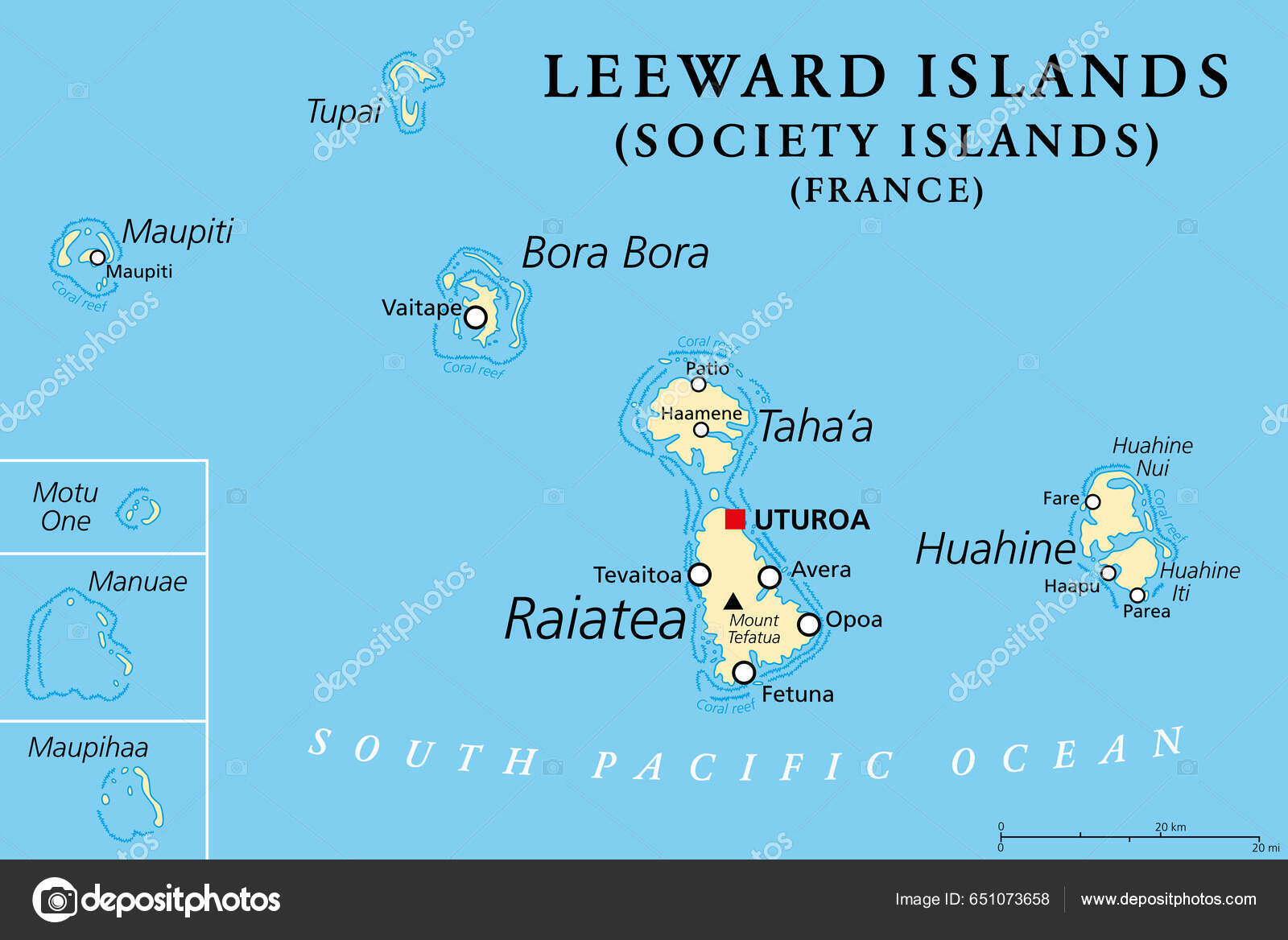 リーワード諸島 政治地図 南太平洋のフランスの海外の集団であるフランス領ポリネシアの社会島の西部 最大の島であるライアータ島のウトゥーラ島は