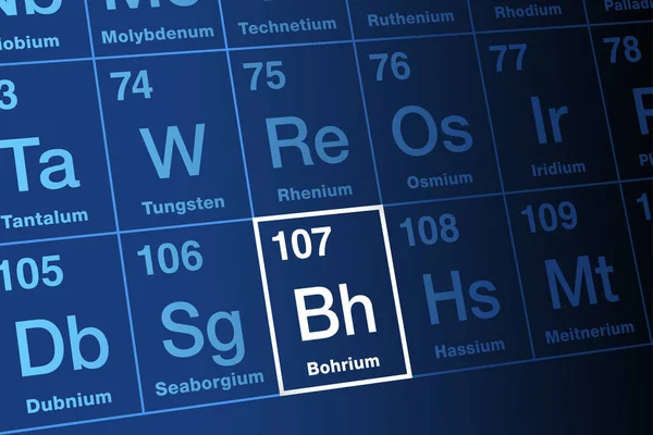 주기율표에 Bohrium 입니다 방사성 악티늄 107 덴마크 물리학자 보어의 이름을 — 스톡 벡터