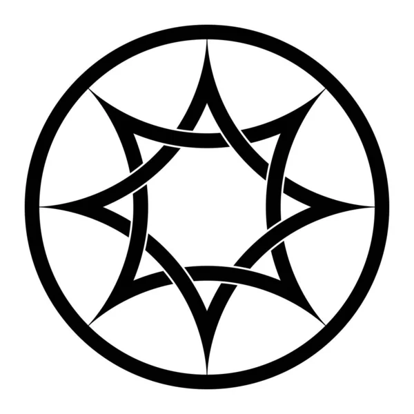 Октаграмма Переплетенными Изогнутыми Дугами Восьмиконечная Звезда Окружности Два Переплетенных Арочных — стоковый вектор