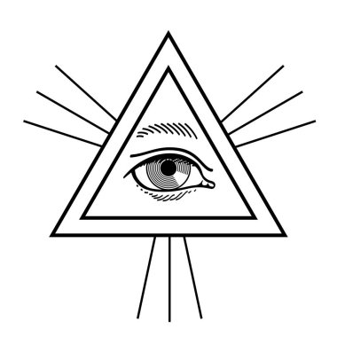Tanrı 'nın Her Şeyi Gören Gözü ya da Tanrı' nın Gözü. Işık ve ihtişam ışınlarıyla çevrili bir üçgen ilahi takdiri temsil eder. Tanrı 'nın gözü, üçgenle çevrili, insanlığı izliyor..