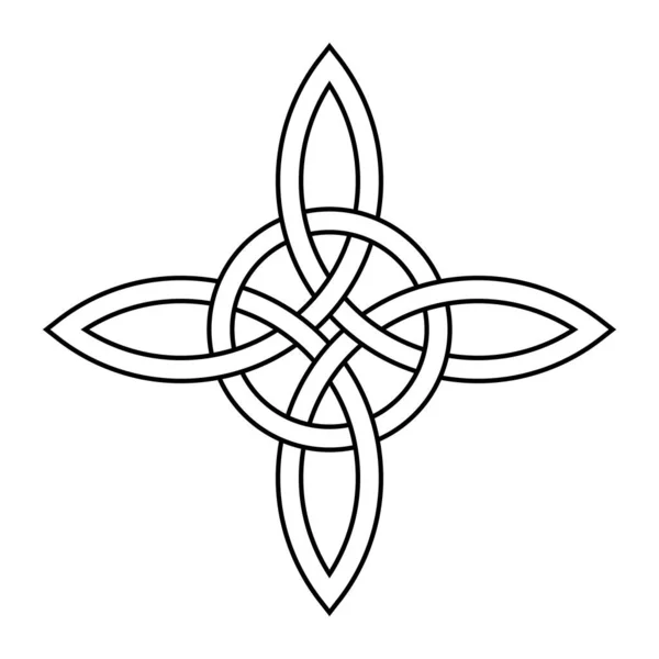 凯尔特四分结与交错圆环 凯尔特交叉 由四个无边相连的弧线组成 与一个圆环相互交织 一种用于中世纪基督教装饰的精神和宗教象征 — 图库矢量图片