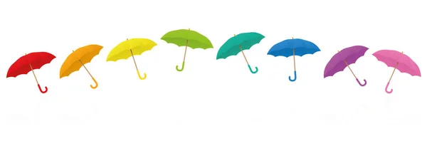 Colorful Umbrellas Rainbow Colored Open Collection Creates Happiness Any Weather — Stock Vector