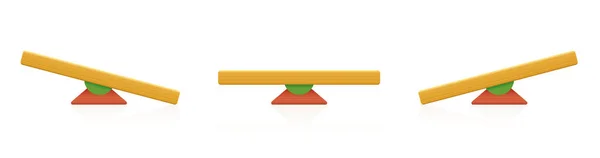 木制镶边 同等重量 不等重量 平衡和不平衡的彩色木制建筑玩具块 白色背景上的孤立矢量图解 — 图库矢量图片