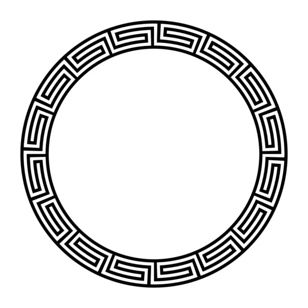 Grieks Fret Ornament Cirkel Frame Met Naadloze Meander Patroon Een — Stockvector