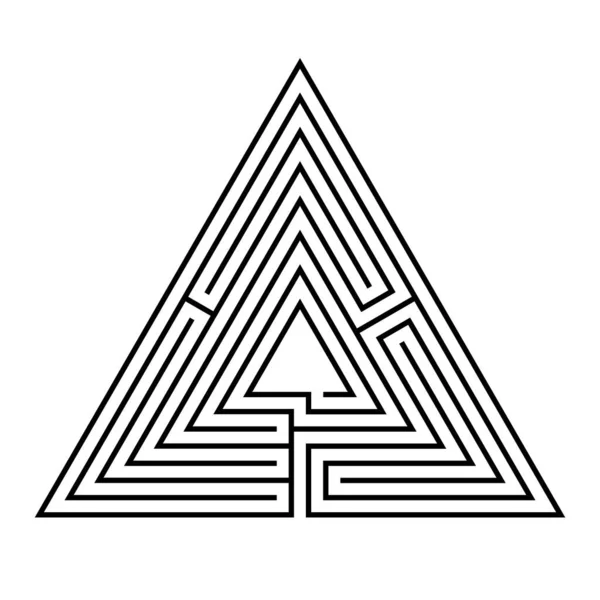 Driehoekig Doolhof Een Labyrint Met Een Enkel Pad Unicursal Van — Stockvector