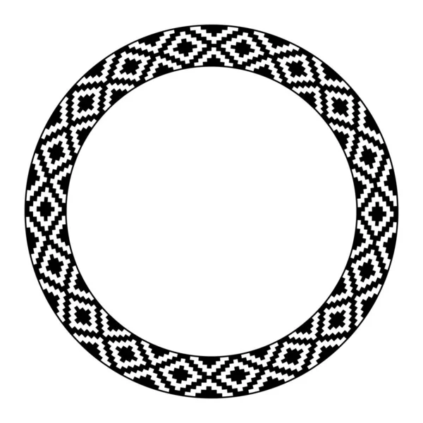 Patrón Piel Serpiente Azteca Marco Circular Borde Decorativo Hecho Motivo — Vector de stock