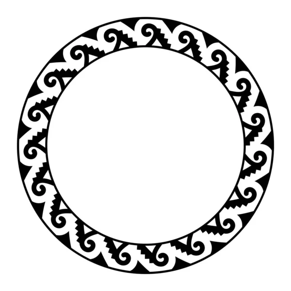 Aztekische Spirale Schrittmuster Kreisrahmen Dekorative Bordüre Aus Einer Hakenförmigen Spirale — Stockvektor