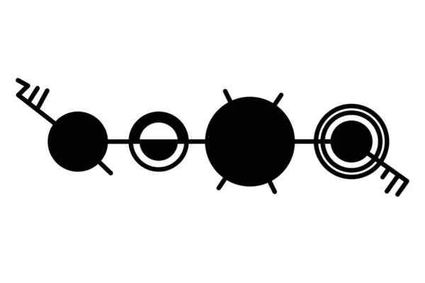 Cirkelmönster Fyra Cirklar Rad Ansluten Med Rak Linje Med Antenn — Stock vektor