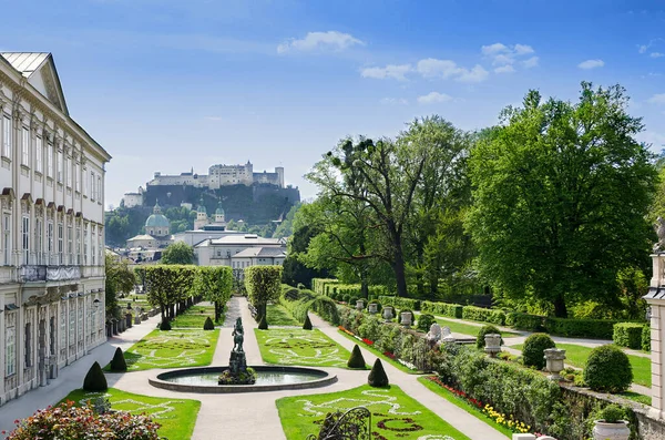 Stadt Salzburg Österreich Historisches Zentrum Mit Barockem Schloss Und Garten — Stockfoto